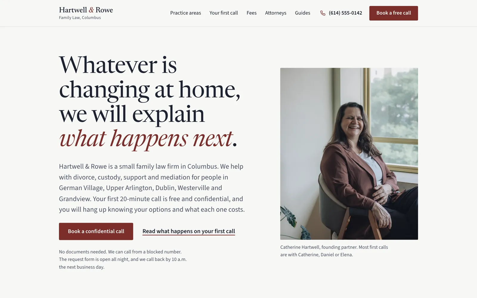 Hartwell & Rowe Family Law website homepage on desktop